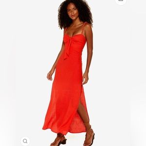 VIX Tricia Long Cover Up Dress Coral